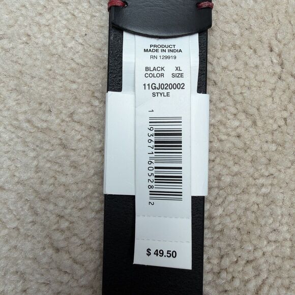 NWT GUESS Black Genuine Leather Belt Red Stitching Size XL 42 - 44 Men's - Picture 7 of 8